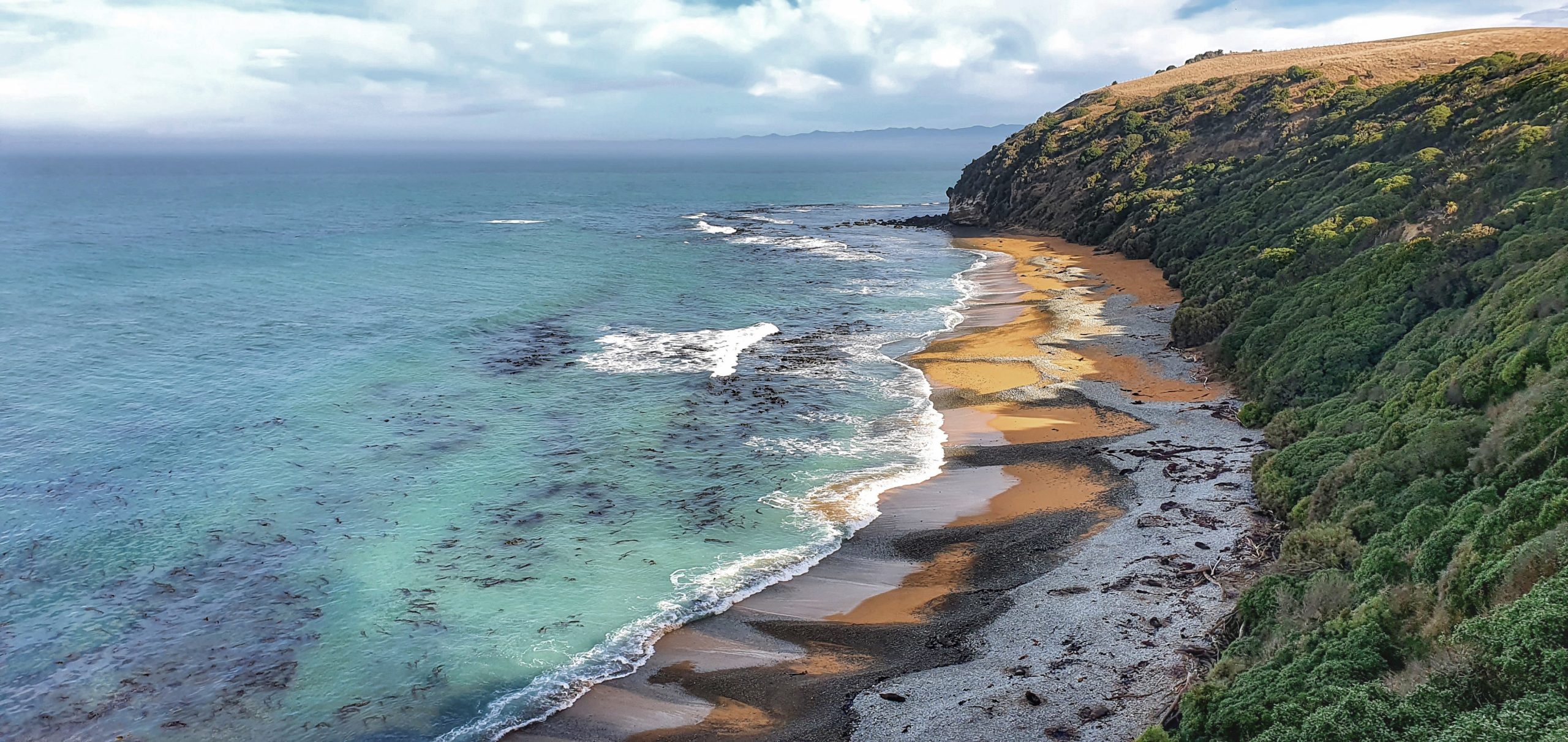 Coastal town beside the sea, where water's high specific heat capacity keeps the climate mild