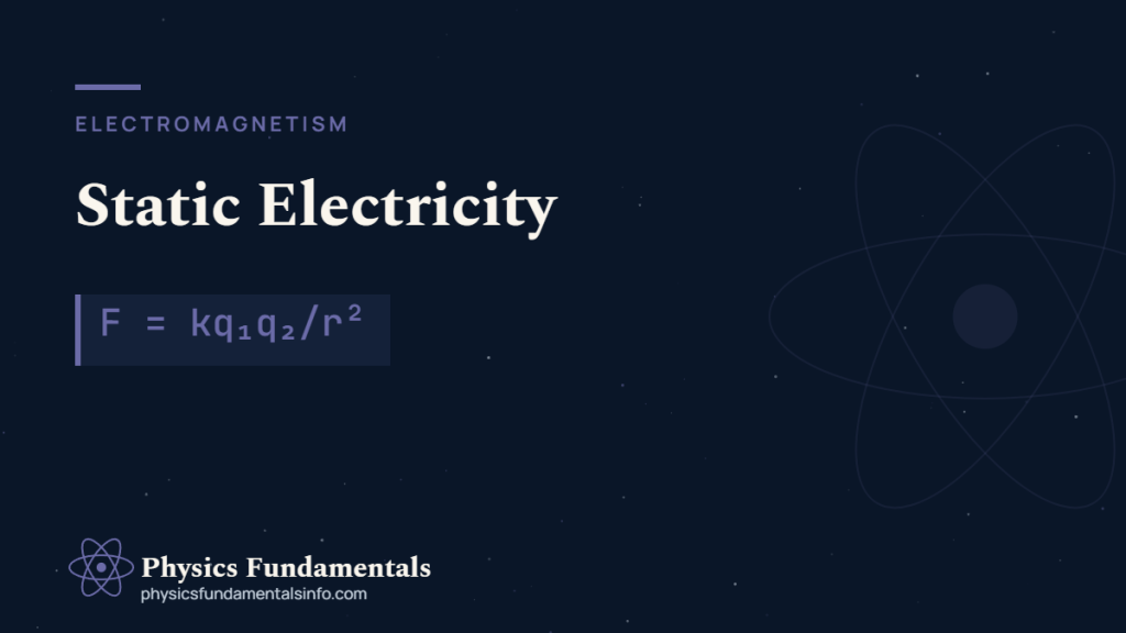 Static electricity diagram showing electrons transferring between two materials to create positive and negative charges