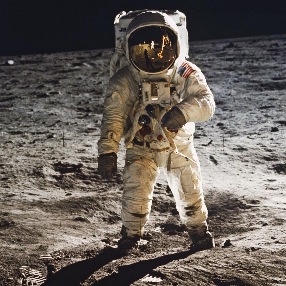 Apollo astronaut on the Moon, where weight is about one sixth of Earth weight