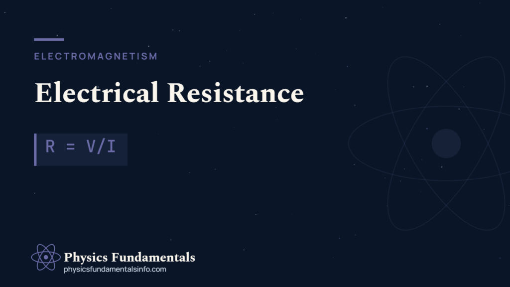 Electrical resistance diagram showing R = V/I and how resistivity, length and area set the resistance of a wire