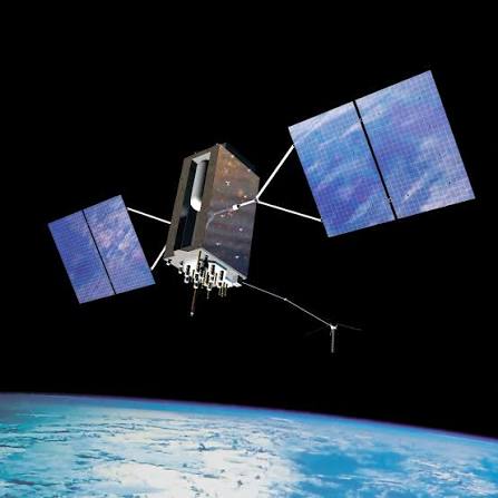 GPS satellite in orbit, where time dilation makes onboard atomic clocks gain 38 microseconds a day