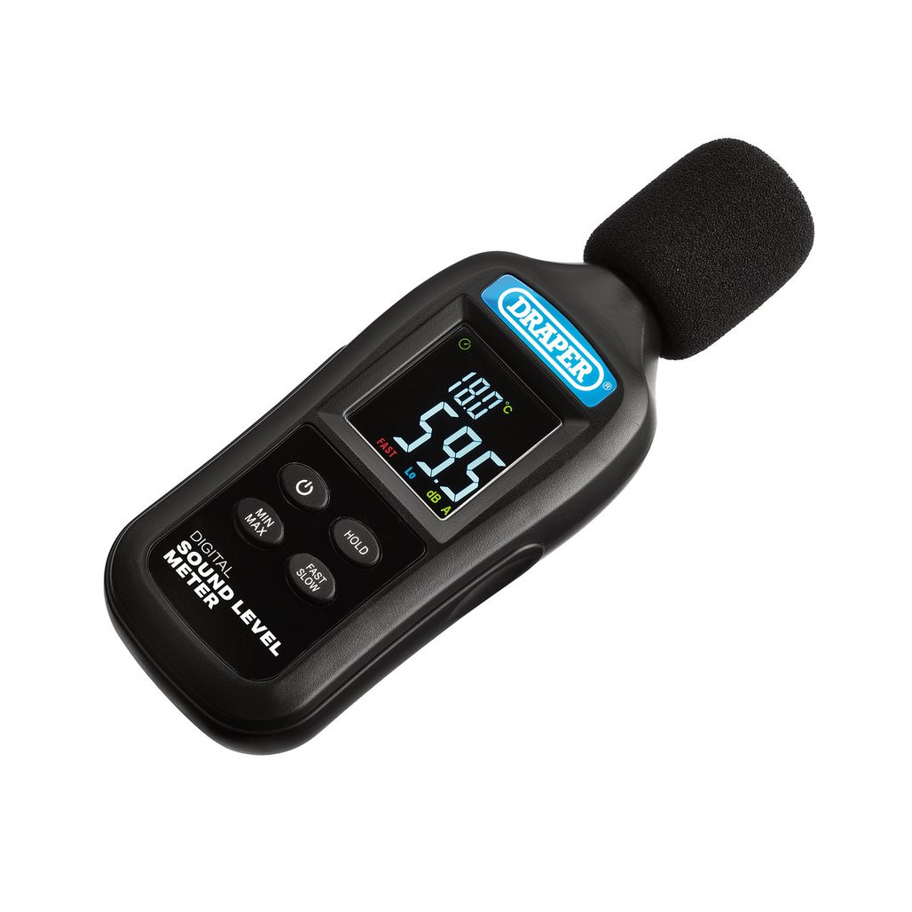 Sound level meter displaying a decibel reading, the instrument behind the decibel formula