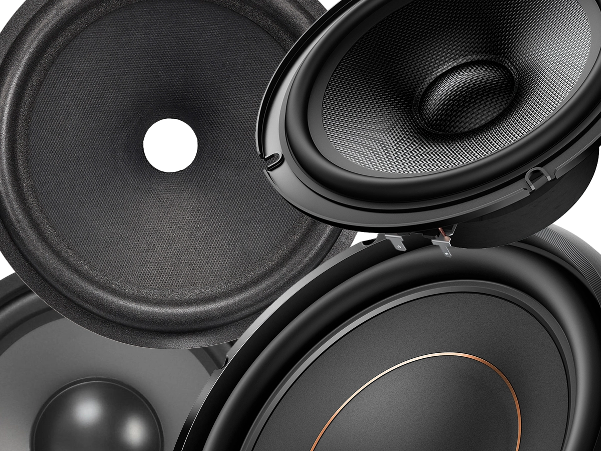 Loudspeaker cone that generates sound waves by compressing the surrounding air