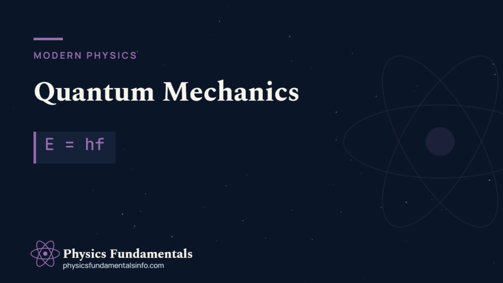 Quantum mechanics diagram showing quantised energy levels and the photon energy formula E = hf