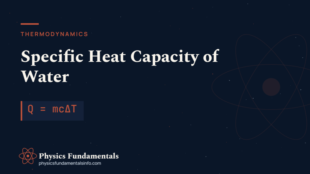 Specific heat capacity of water shown on a temperature graph with the Q = mcDeltaT formula