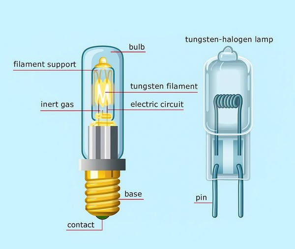 A glowing tungsten filament, blackbody radiation from a surface hot enough to emit visible light